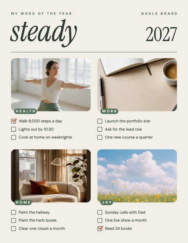 Goals vision board template