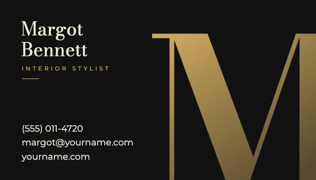 Gold monogram business card template