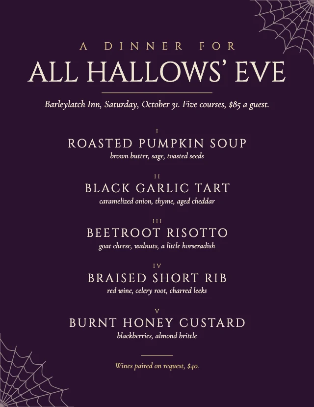 Gothic Halloween dinner menu template