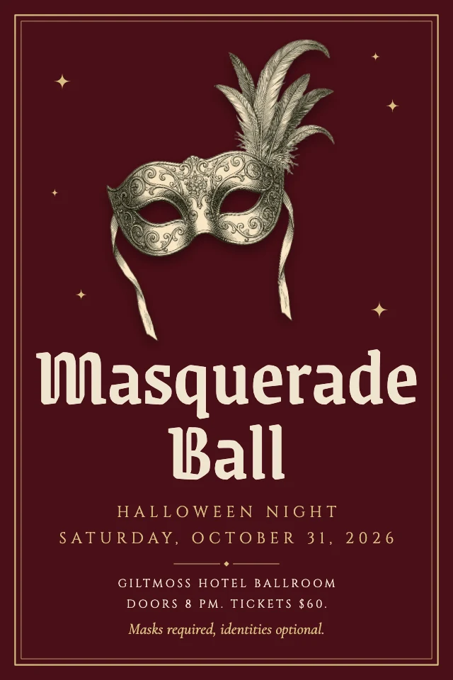 Gothic masquerade ball poster template