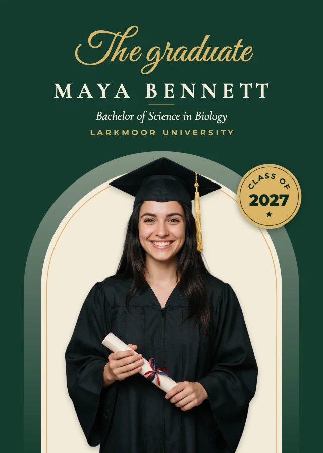 Graduation announcement photo card template