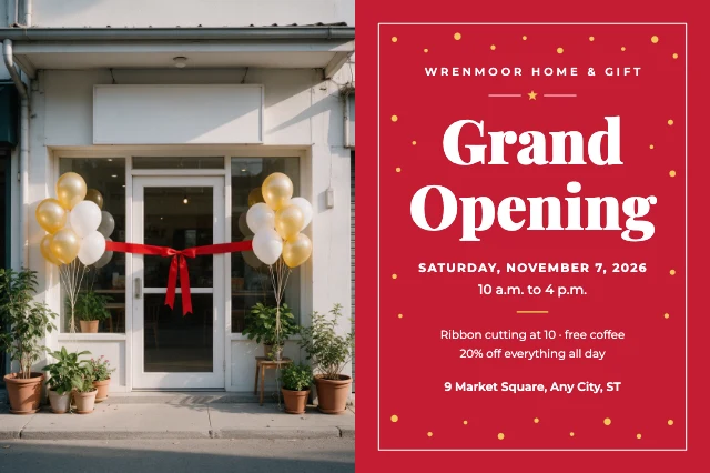 Grand opening postcard template