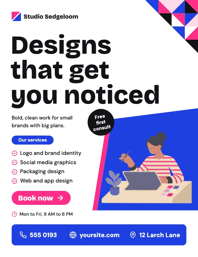 Graphic design studio flyer template