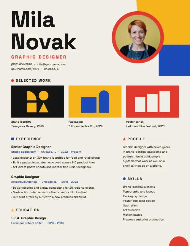 Graphic designer resume template