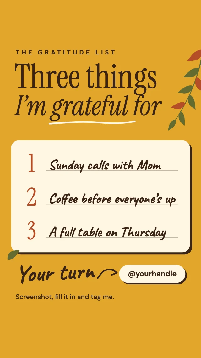 Gratitude list Instagram story template
