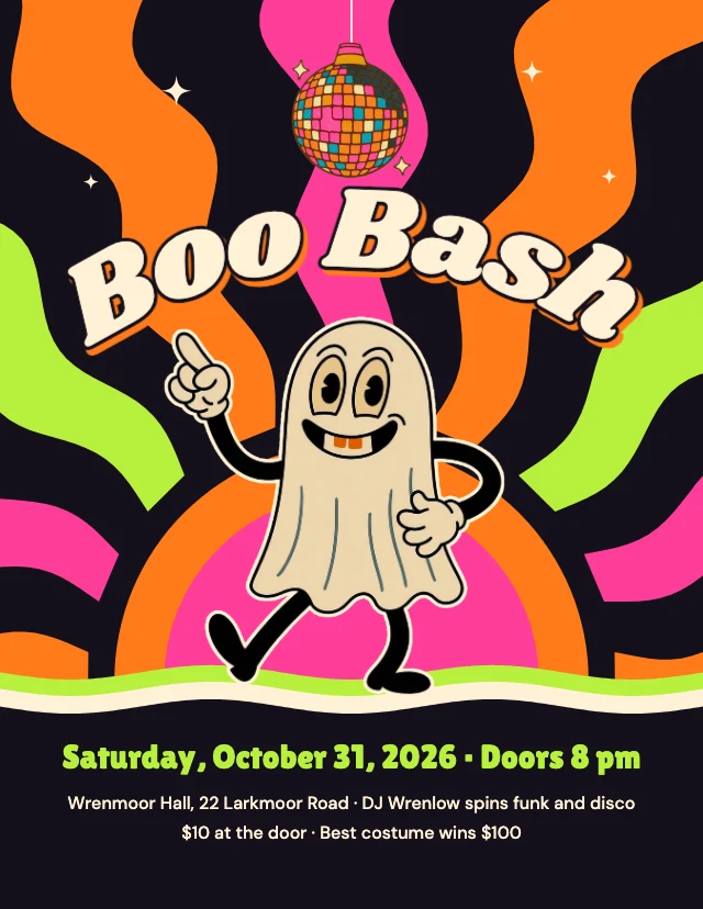 Groovy Halloween party flyer template