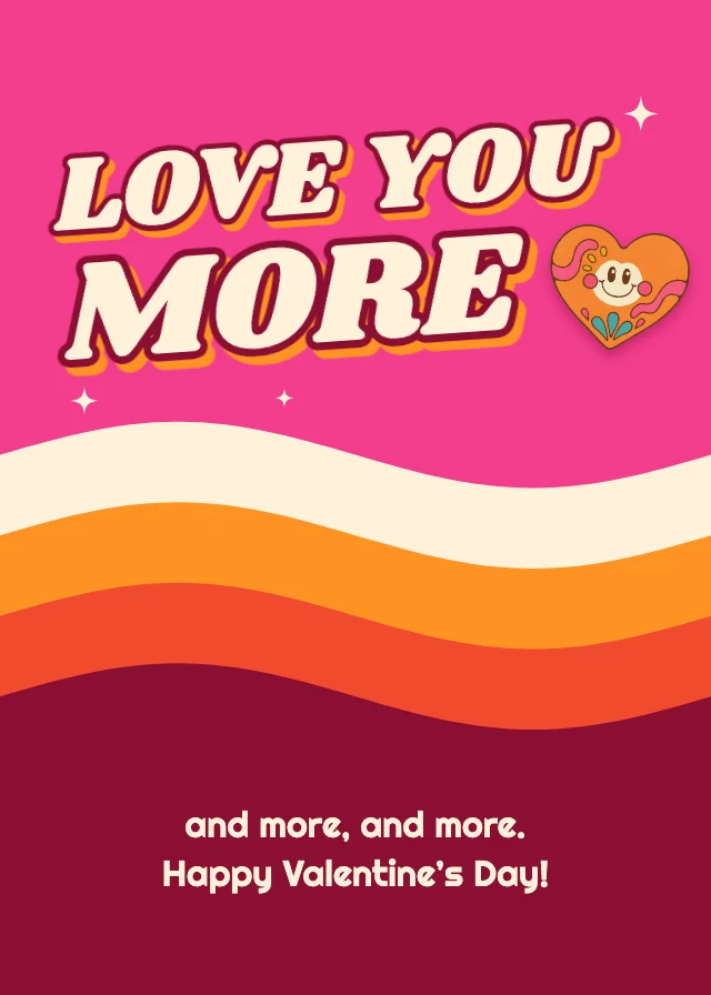 Groovy retro Valentine’s card template