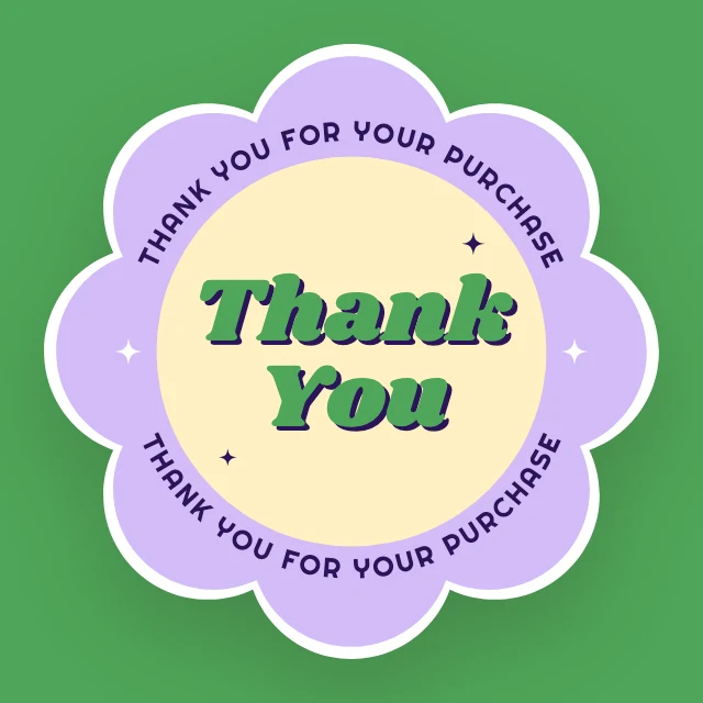 Groovy flower thank-you sticker template