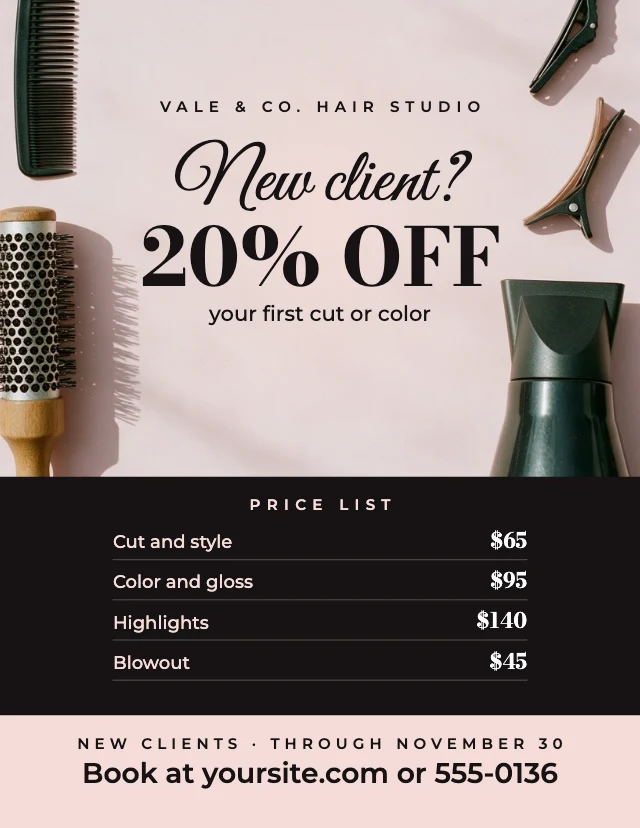 Hair salon offer flyer template