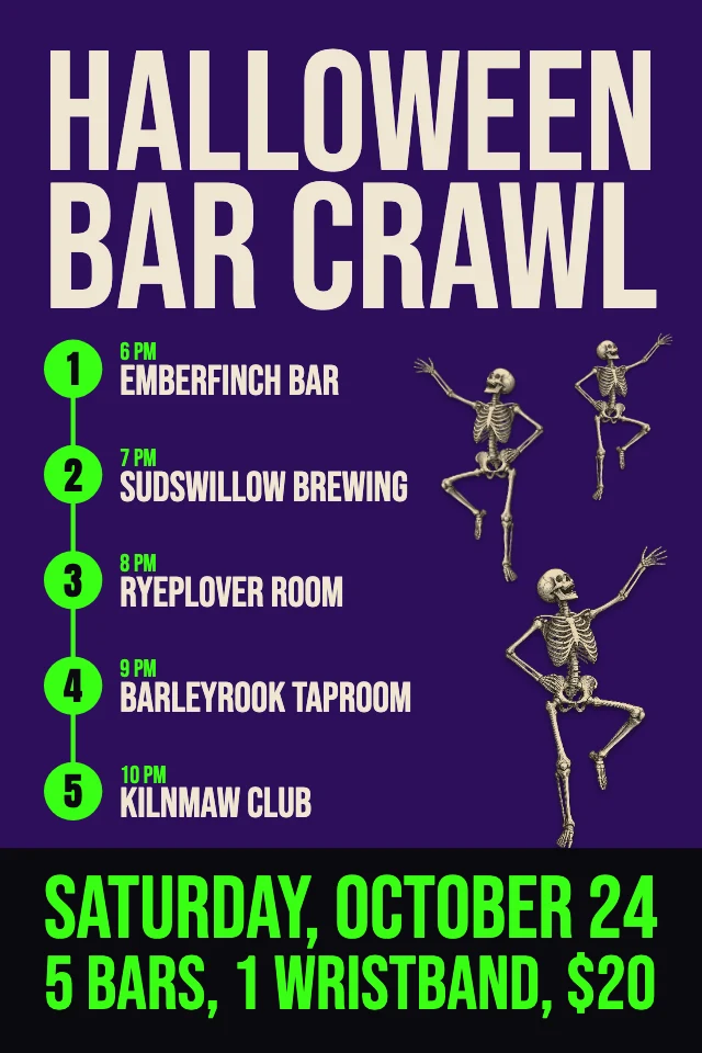 Halloween bar crawl poster template