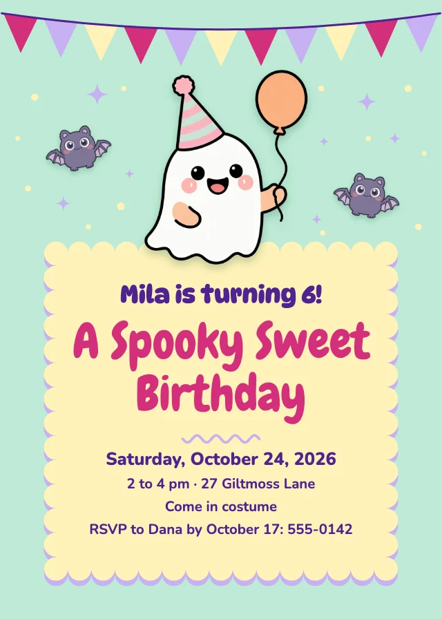 Halloween birthday party invitation template