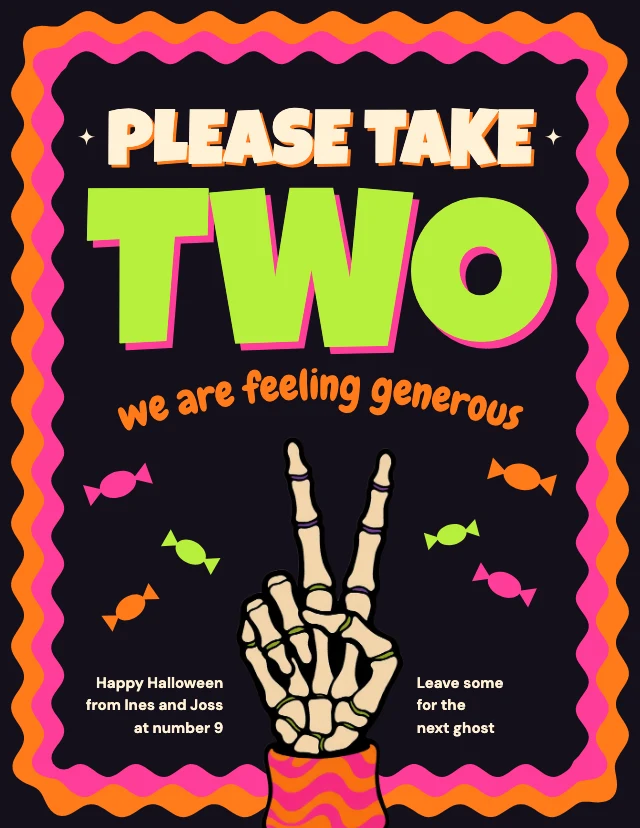 Halloween candy bowl sign template
