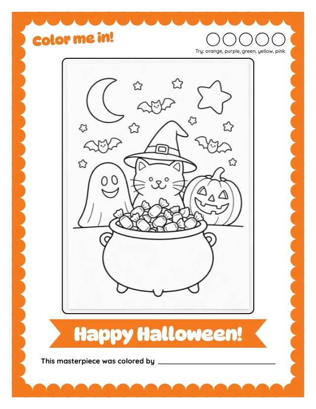 Halloween coloring page template
