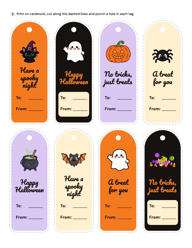 Printable Halloween gift tags template