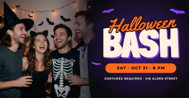 Halloween party Facebook event cover template