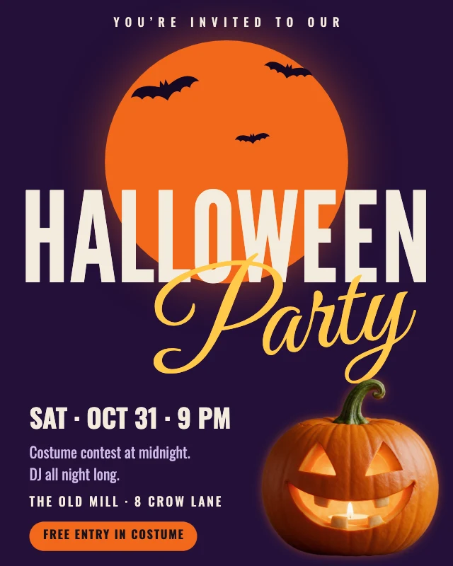 Halloween party invitation post template