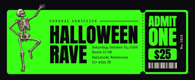 Halloween rave ticket template
