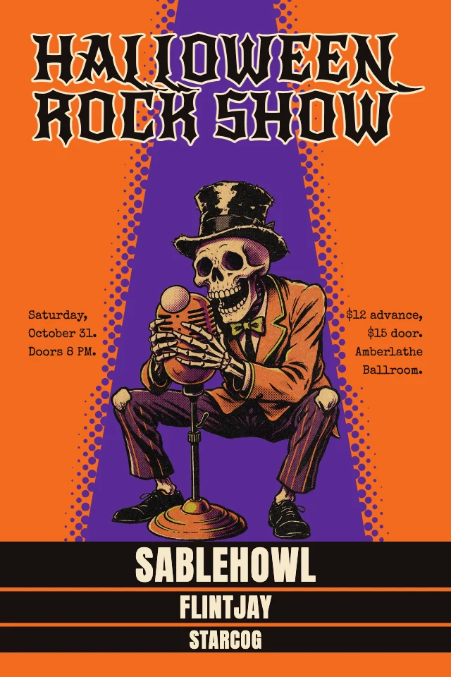 Halloween rock show gig poster template