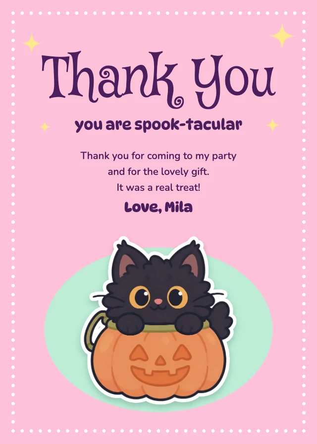 Halloween thank you card template