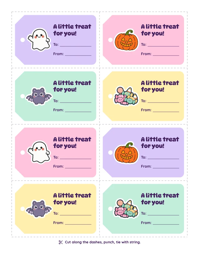 Halloween treat bag tags template