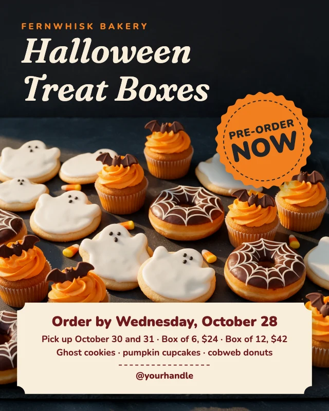 Halloween bakery pre-order post template