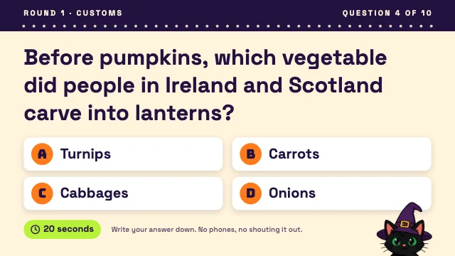 Halloween trivia question slide template