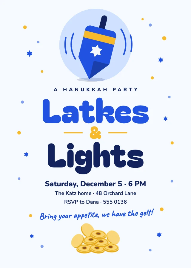 Hanukkah party invitation template