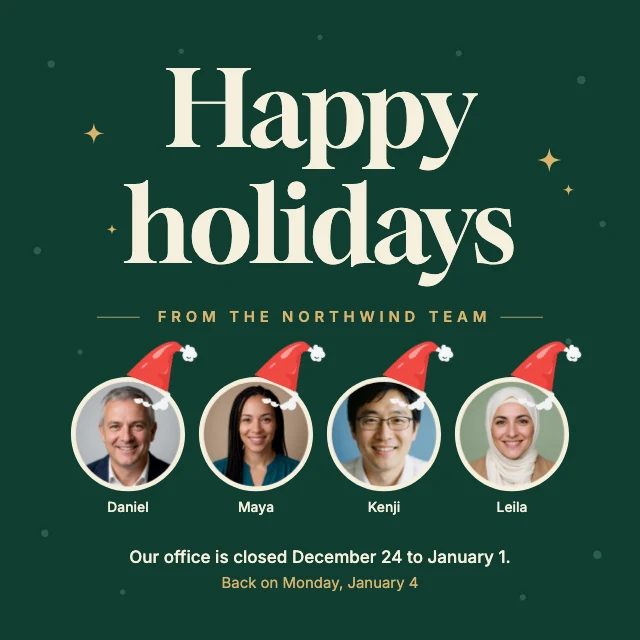 Happy holidays LinkedIn post template
