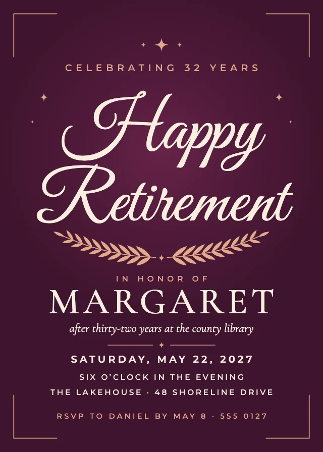 Happy retirement invitation template