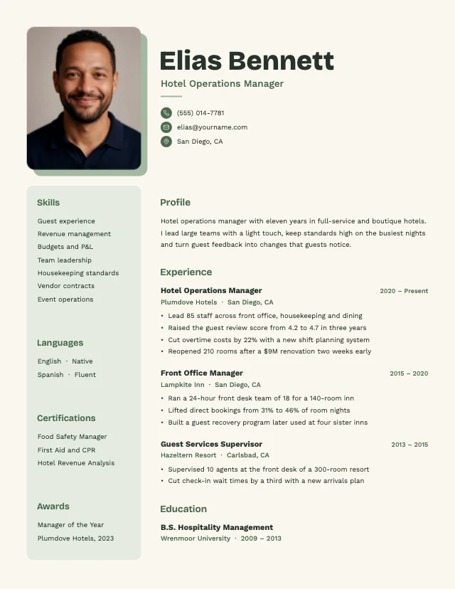 Resume with headshot template