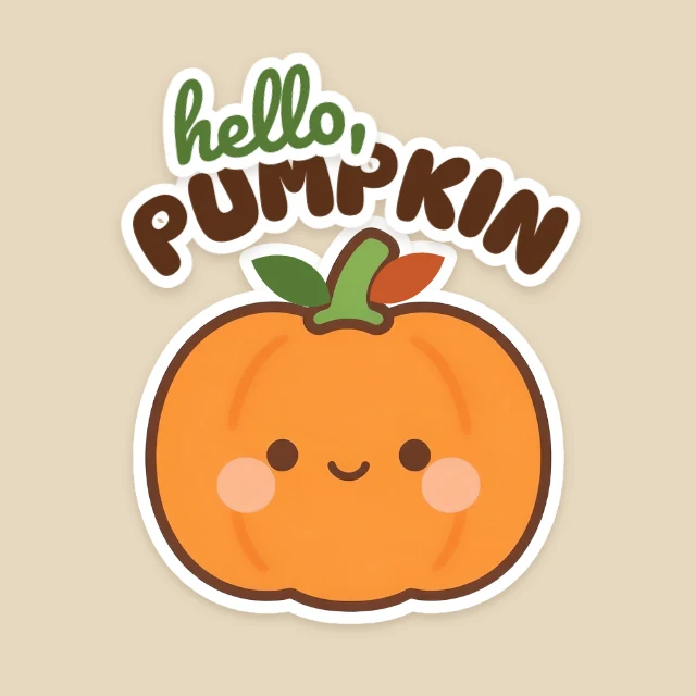 Hello pumpkin sticker template