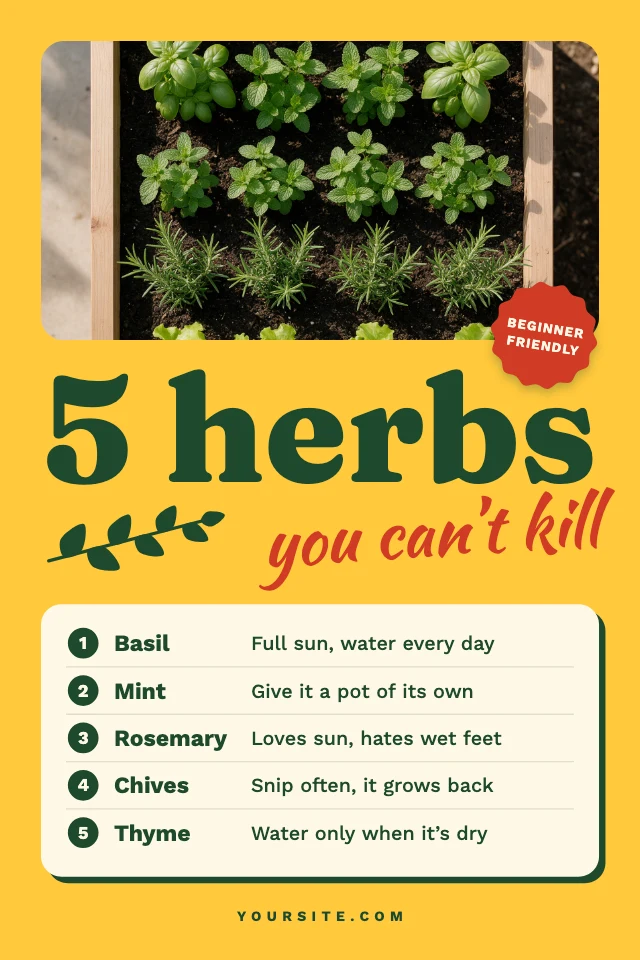 Herb garden tips pin template
