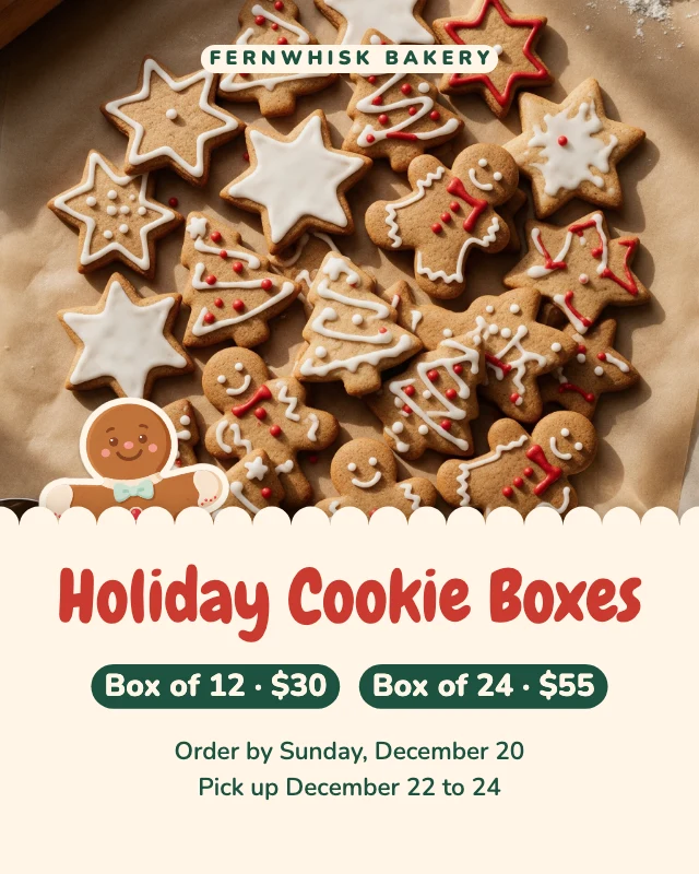 Holiday cookie sale post template