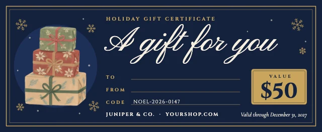 Holiday gift certificate template