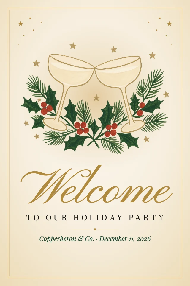 Holiday party welcome sign template