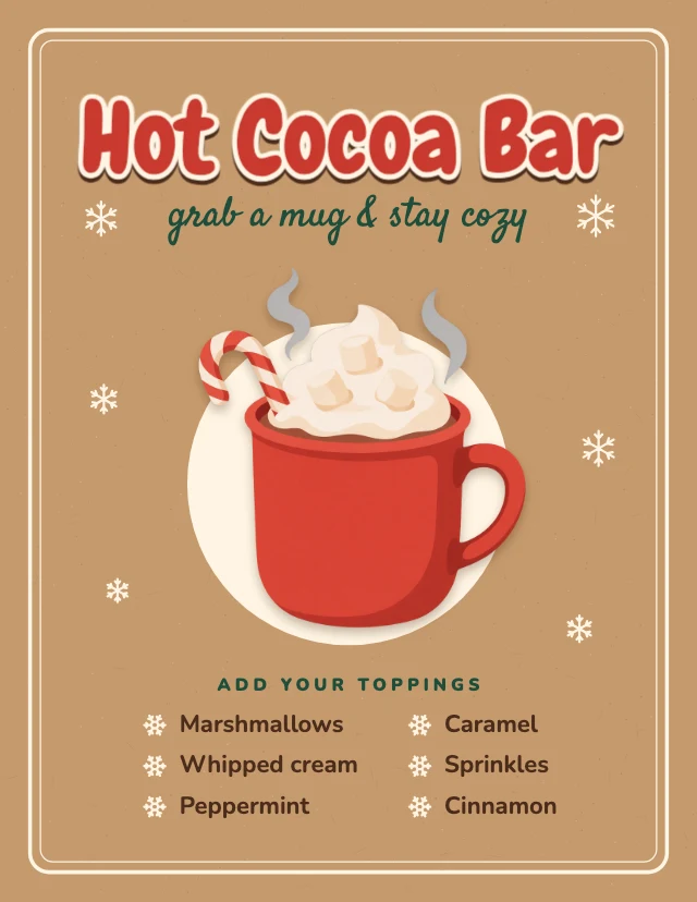 Hot cocoa bar sign template