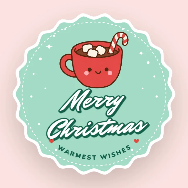 Hot cocoa holiday sticker template