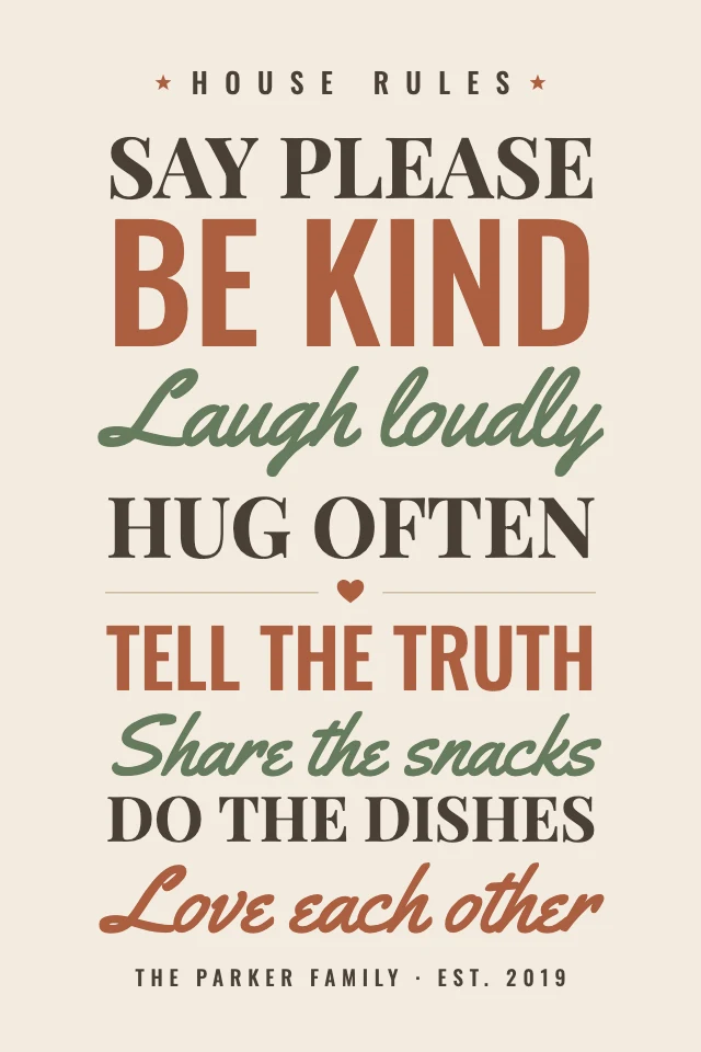 House rules wall art template