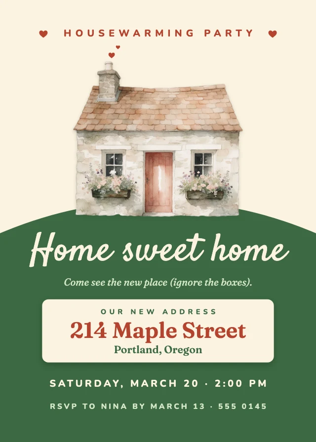 Home sweet home housewarming invitation template