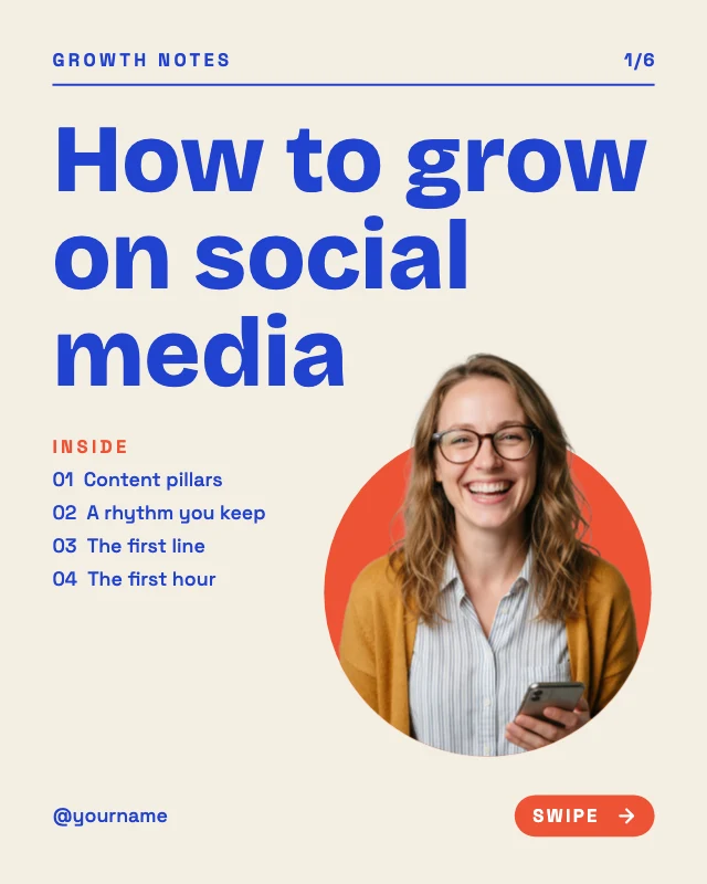 How to grow on social media template