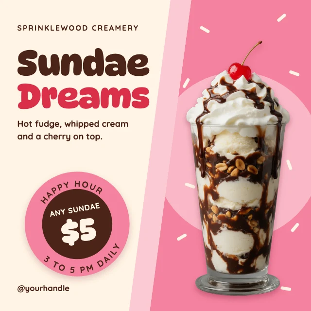 Ice cream sundae Instagram post template