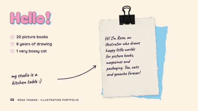 Illustrator portfolio presentation template, page 2 of 8