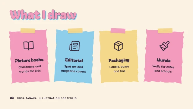 Illustrator portfolio presentation template, page 3 of 8