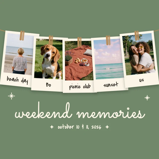 Instant photo string collage template