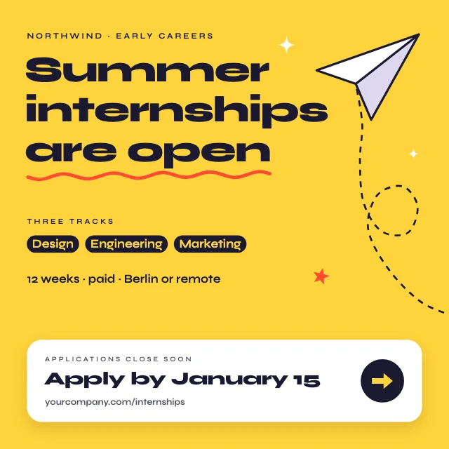 Internship program LinkedIn post template