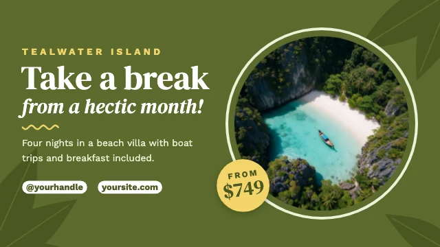 Island getaway travel ad template