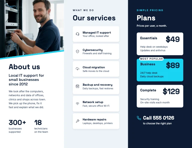 IT services brochure template, page 2 of 2