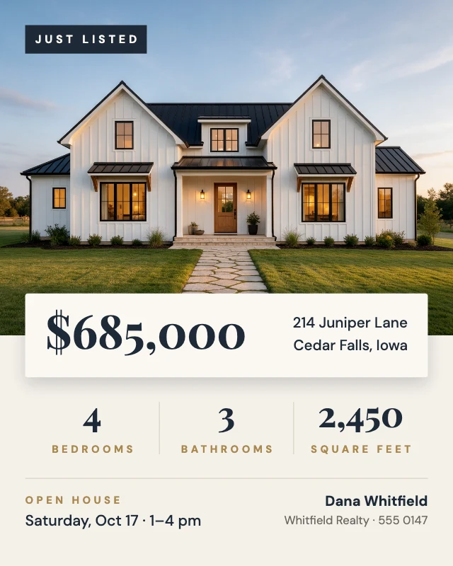 Just listed real estate post template