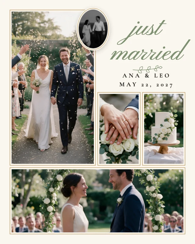 Wedding photo collage post template