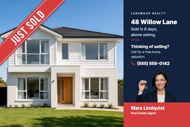 Just sold real estate postcard template